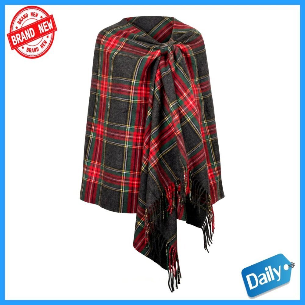 Oversized Tartan Plaid Shawl Wrap, 80x30 Soft Cashmere Feel Winter Scarf
